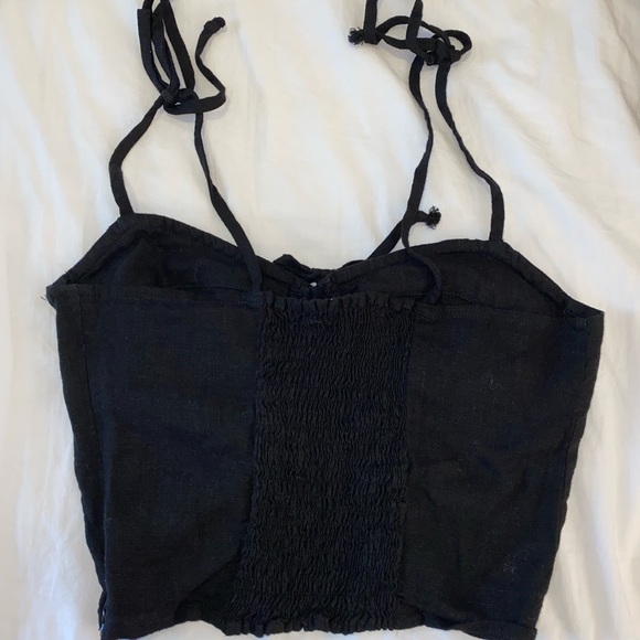 Black Tie Scrunch Crop Top - Picture 2 of 3